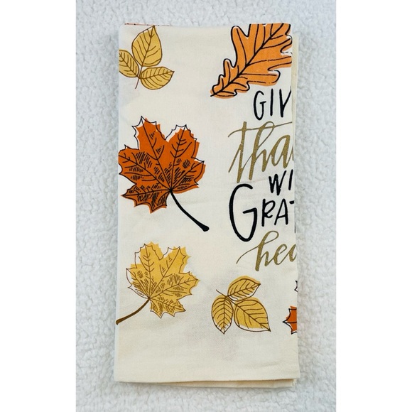 MAINSTAYS • Cream/Multi Fall Leaves Thanksgiving Kitchen Towel - Picture 2 of 10
